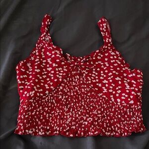 SHEIN Red and White Floral Tank Top